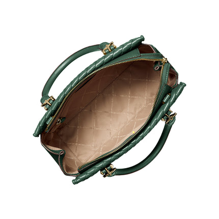 Michael Kors Women's Marilyn Medium Woven Satchel Bag Moss/Gold