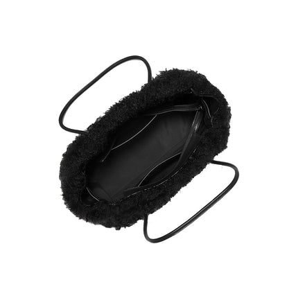 Michael Kors Women's Hamilton Moderne Small Faux Shearling Satchel Bag Black