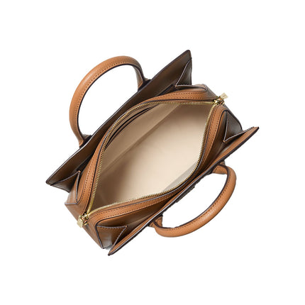 Michael Kors Women's Laila Medium Signature Logo Satchel Bag Brown/Acorn/Gold