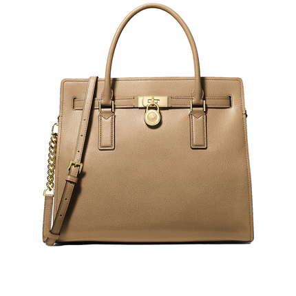 Michael Kors Women's Hamilton Moderne Large Leather Satchel Bag Husk