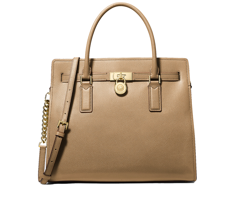 Michael Kors Women's Hamilton Moderne Large Leather Satchel Bag Husk