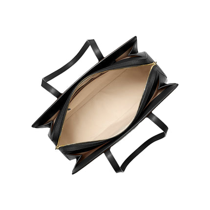 Michael Kors Women's Laila Medium Leather Tote Bag Black/Gold