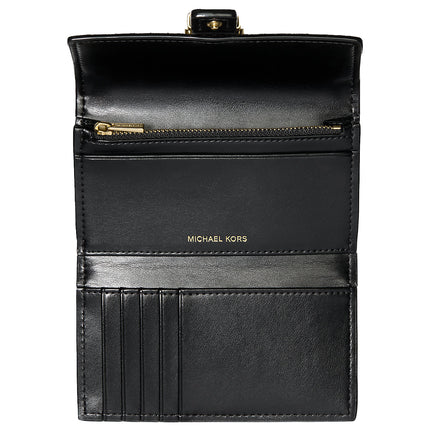 Michael Kors Women's Nolita Medium Leopard Print Calf Hair and Leather Tri-Fold Wallet Marigold