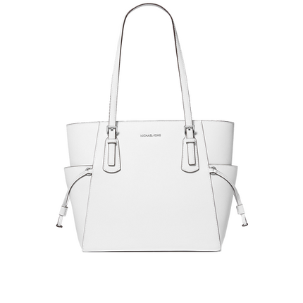 Michael Kors Women's Voyager Large Saffiano Leather Tote Bag Optic White