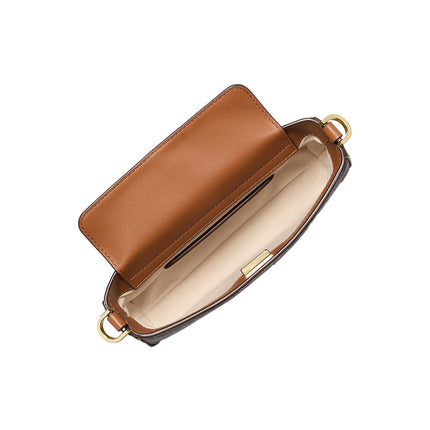 Michael Kors Women's Bryant Small Signature Logo Convertible Pochette Bag Brown/Acorn/Gold