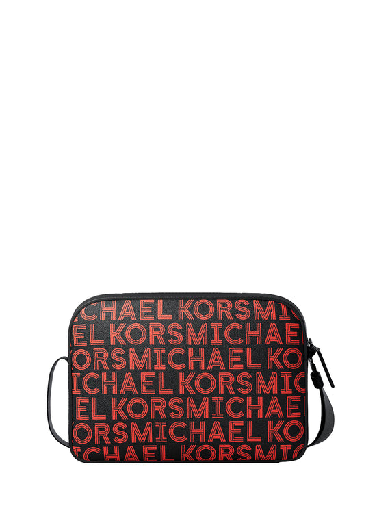 Michael Kors Men's Cooper Graphic Logo Flight Bag Bright Red