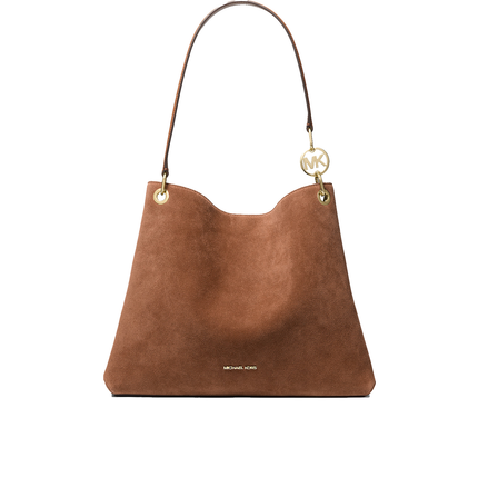 Michael Kors Women's Christina Large Suede Shoulder Bag Luggage/Gold