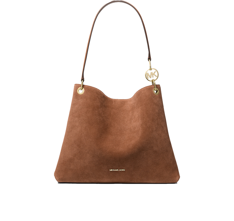 Michael Kors Women's Christina Large Suede Shoulder Bag Luggage/Gold