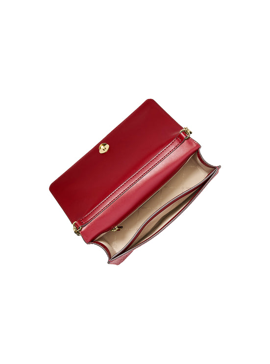 Michael Kors Women's Jet Set Medium Signature Logo Crossbody Bag Cherry/Gold