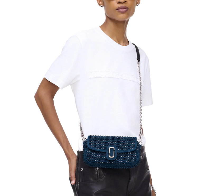 Marc Jacobs Women's The Crystal Denim Clover Shoulder Bag Denim