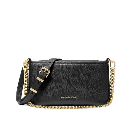 Michael Kors Women's Bryant Small Pebbled Leather Convertible Pochette Bag Black/Gold