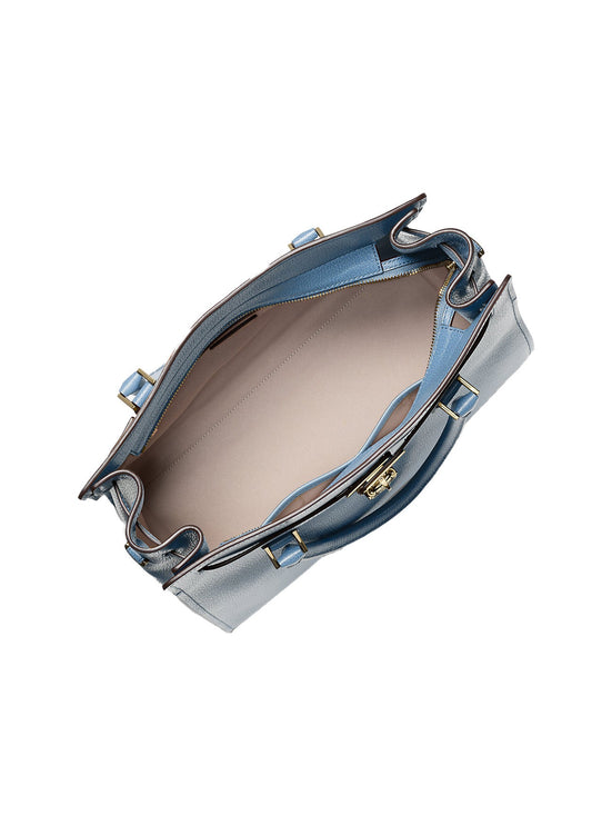 Michael Kors Women's Hamilton Moderne Large Leather Satchel French Blue