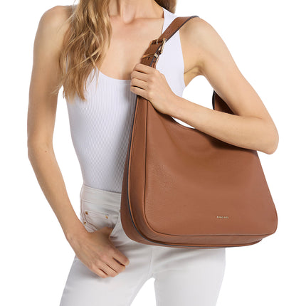 Michael Kors Women's Nolita Large Pebbled Leather Hobo Shoulder Bag Luggage/Silver