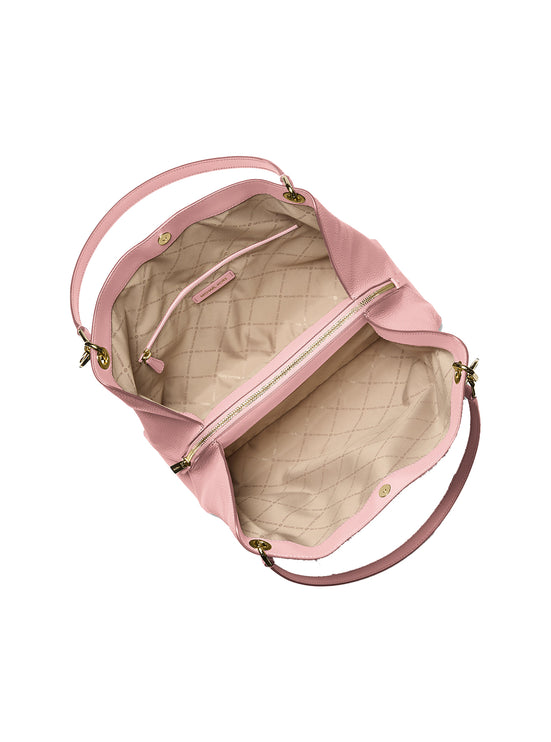 Michael Kors Women's Christina Large Pebbled Leather Shoulder Bag Powder Blush/Gold