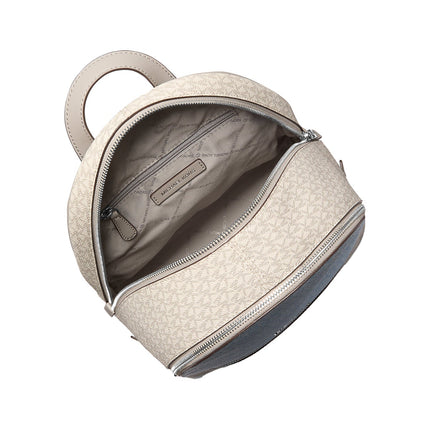 Michael Kors Women's Rhea Medium Color-Block Signature Logo Backpack Light Sky Multi