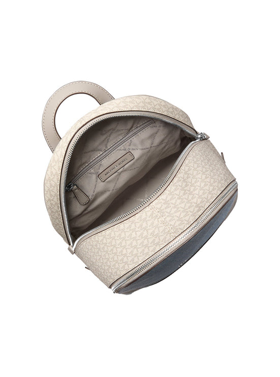 Michael Kors Women's Rhea Medium Color-Block Signature Logo Backpack Light Sky Multi