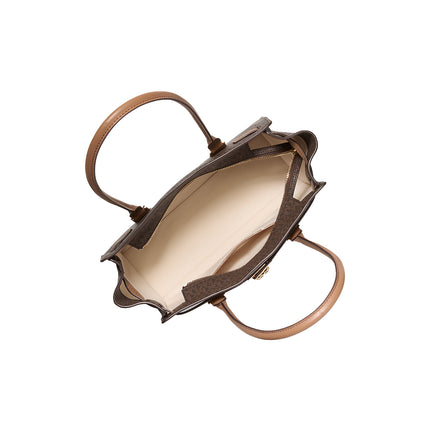 Michael Kors Women's Hamilton Moderne Small Signature Logo Satchel Bag Brown/Acorn/Gold