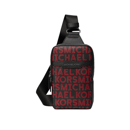 Michael Kors Men's Cooper Medium Graphic Logo Sling Pack Bright Red