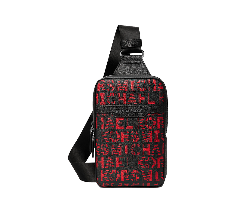 Michael Kors Men's Cooper Medium Graphic Logo Sling Pack Bright Red