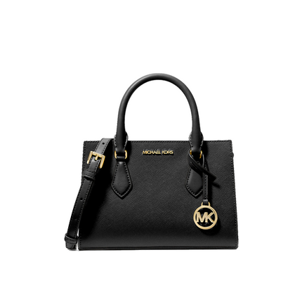 Michael Kors Women's Sheila Small Faux Saffiano Leather Satchel Black/Gold