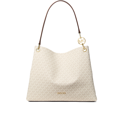 Michael Kors Women's Christina Large Signature Logo Shoulder Bag Vanilla/Gold