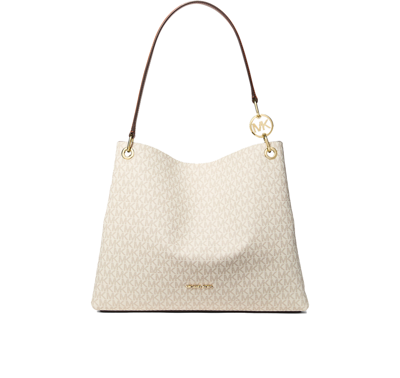 Michael Kors Women's Christina Large Signature Logo Shoulder Bag Vanilla/Gold