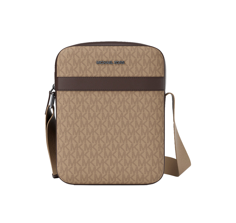 Michael Kors Men's Cooper Signature Logo Flight Bag Camel