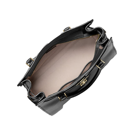 Michael Kors Women's Hamilton Moderne Large Leather Satchel Bag Black/Gold