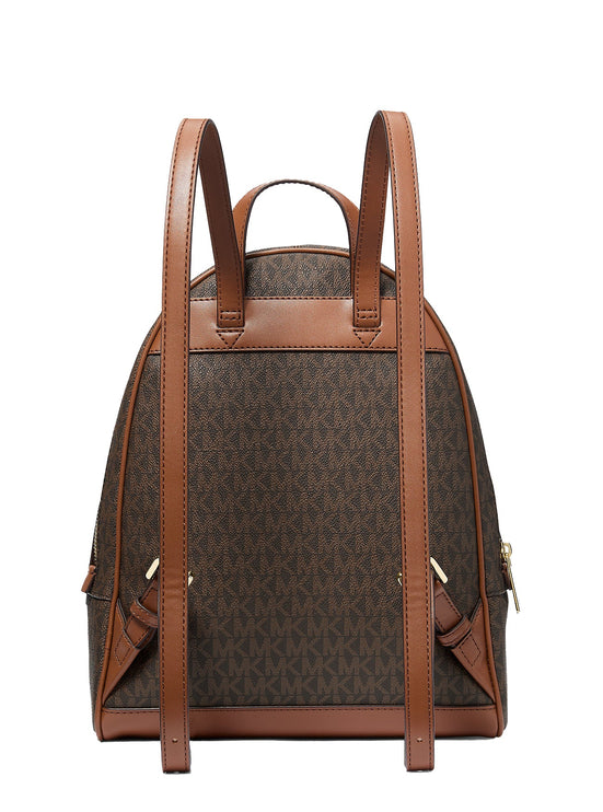 Michael Kors Women's Rhea Medium Signature Logo Backpack Brown/Gold