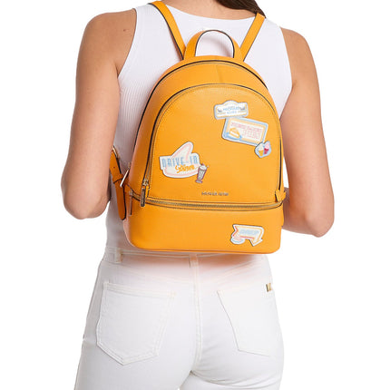 Michael Kors Women's Rhea Medium Embellished Backpack Pop Orange/Gold
