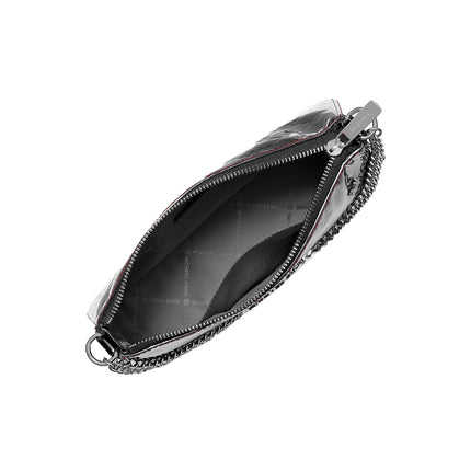 Michael Kors Women's Jet Set Patent Logo Debossed Pochette and Card Case Gift Set Black/Silver