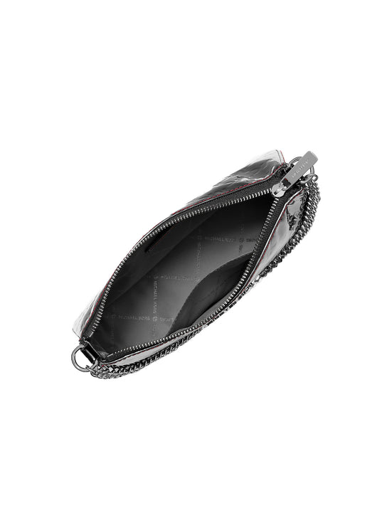 Michael Kors Women's Jet Set Patent Logo Debossed Pochette and Card Case Gift Set Black/Silver