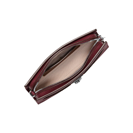 Michael Kors Women's Hamilton Moderne Extra-Small Leather Convertible Crossbody Bag Oxblood/Silver