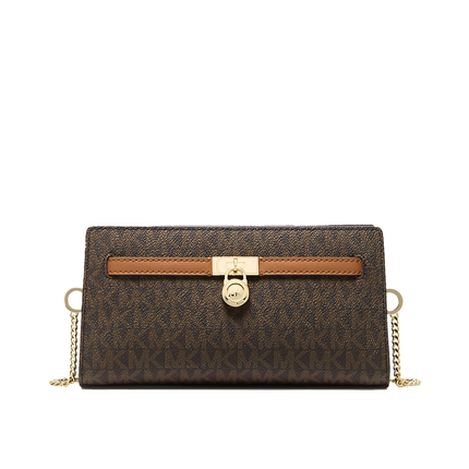 Michael Kors Women's Hamilton Moderne Extra-Small Signature Logo Convertible Crossbody Bag Brown/Acorn/Gold