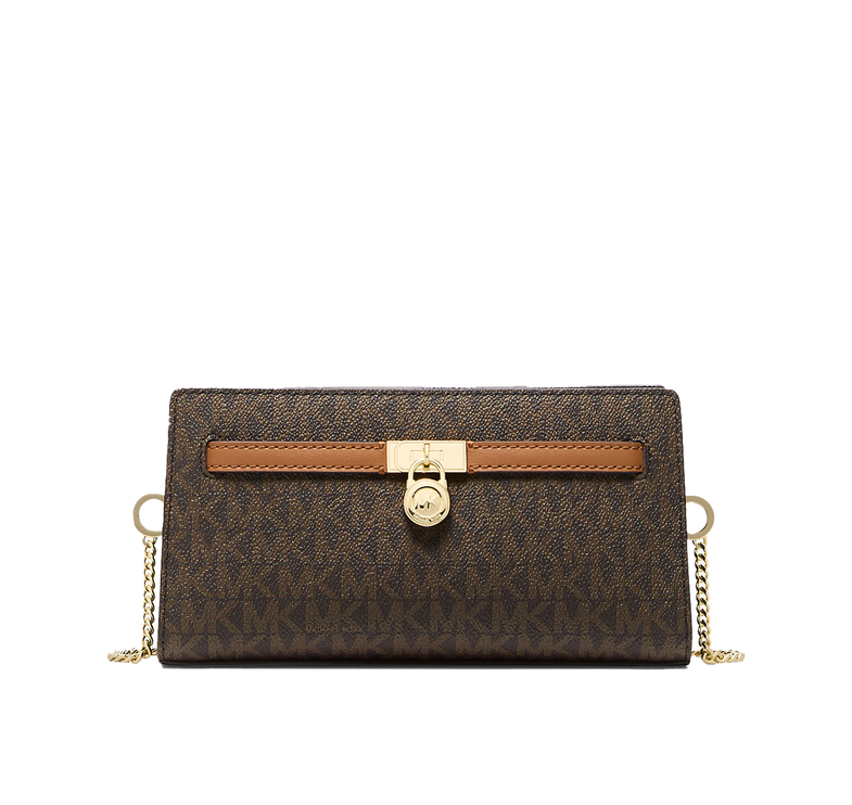 Michael Kors Women's Hamilton Moderne Extra-Small Signature Logo Convertible Crossbody Bag Brown/Acorn/Gold