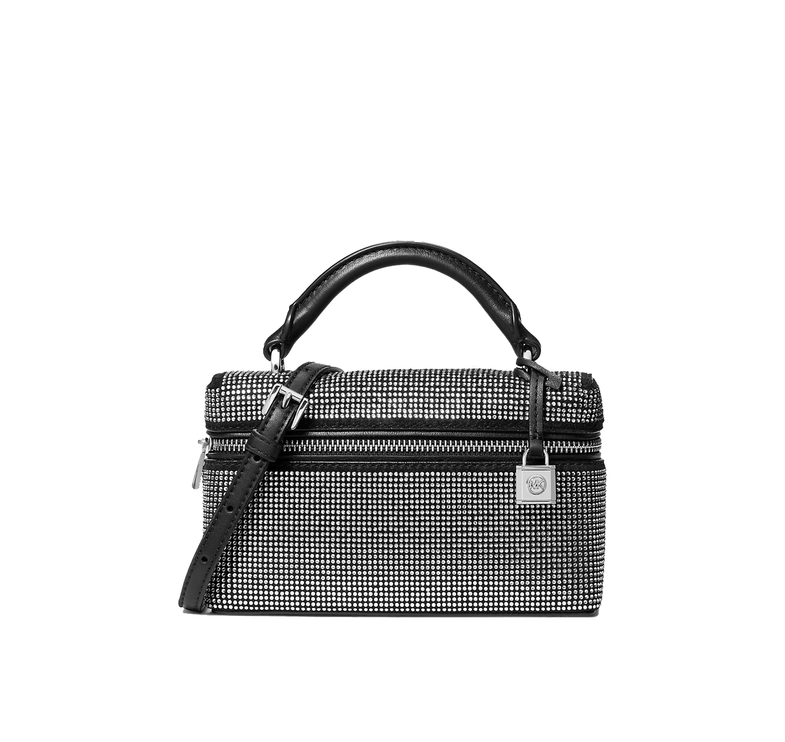 Michael Kors Women's Jana Extra-Small Embellished Suede Convertible Crossbody Bag Black/Silver