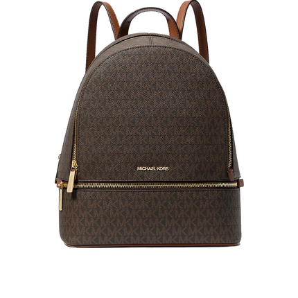 Michael Kors Women's Rhea Medium Signature Logo Backpack Brown/Gold