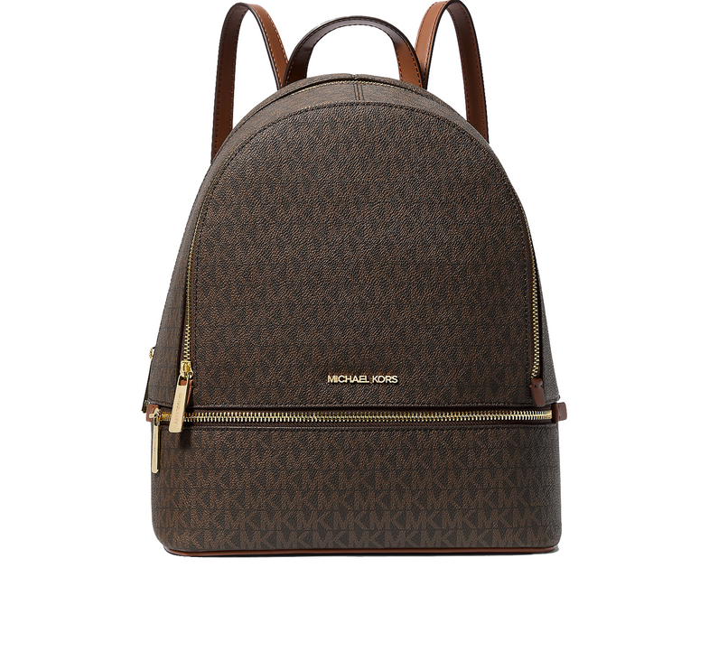 Michael Kors Women's Rhea Medium Signature Logo Backpack Brown/Gold