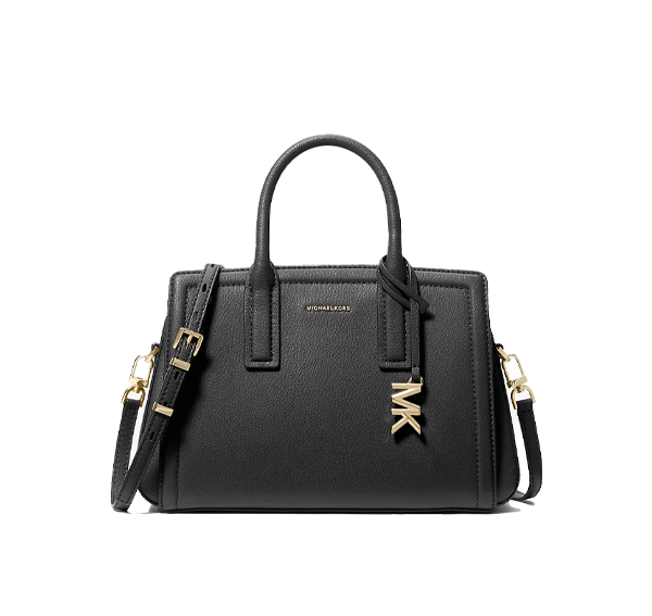 Michael Kors Women's Laila Small Pebbled Leather Satchel Black/Gold