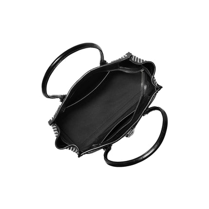 Michael Kors Women's Hamilton Moderne Small Studded Suede Satchel Bag Black/Silver