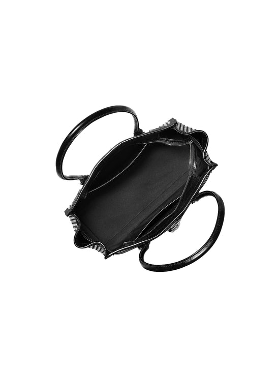 Michael Kors Women's Hamilton Moderne Small Studded Suede Satchel Bag Black/Silver