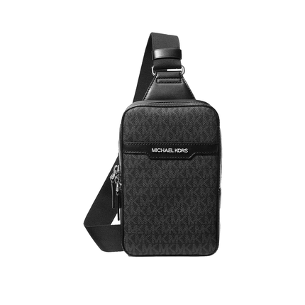 Michael Kors Men's Cooper Medium Signature Logo Sling Pack Black/Silver