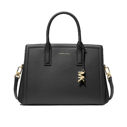 Michael Kors Women's Laila Medium Leather Satchel Bag Black/Gold