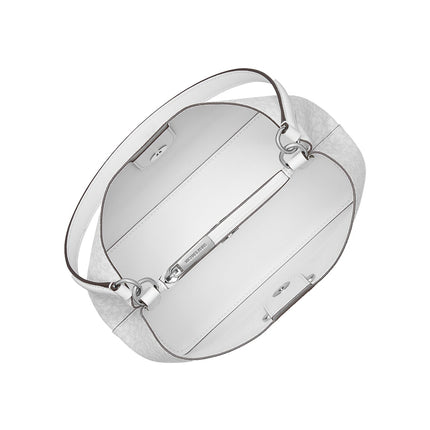 Michael Kors Women's Pratt Medium Signature Logo Shoulder Bag Optic White