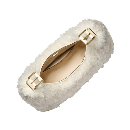 Michael Kors Women's Nolita Large Faux Shearling Hobo Shoulder Bag Natural