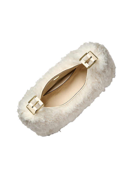 Michael Kors Women's Nolita Large Faux Shearling Hobo Shoulder Bag Natural