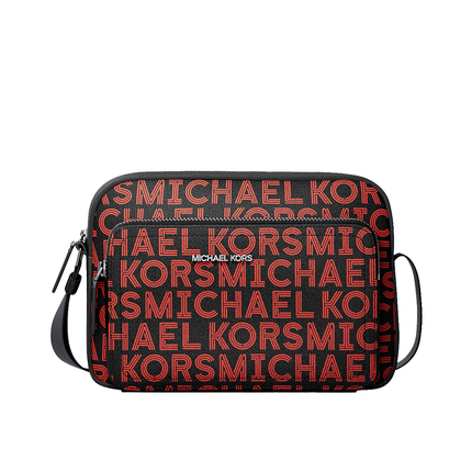 Michael Kors Men's Cooper Graphic Logo Flight Bag Bright Red