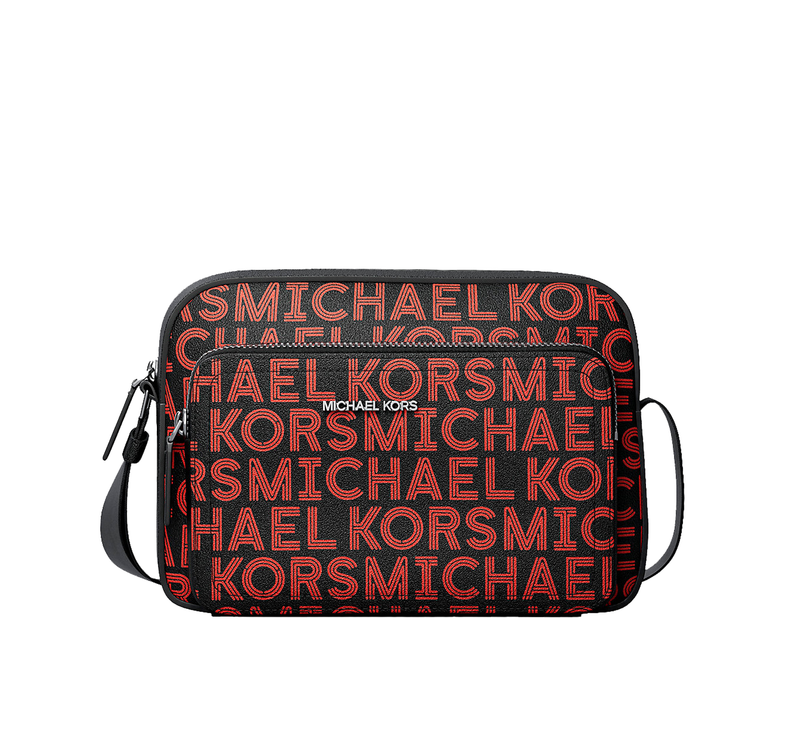 Michael Kors Men's Cooper Graphic Logo Flight Bag Bright Red