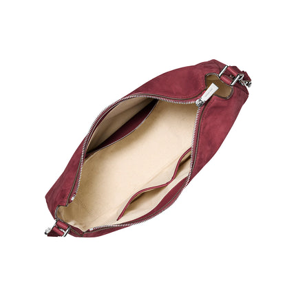 Michael Kors Women's Nolita Medium Nubuck Shoulder Bag Oxblood/Silver