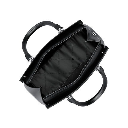 Michael Kors Women's Marilyn Medium Saffiano Leather Satchel Bag Black/Silver